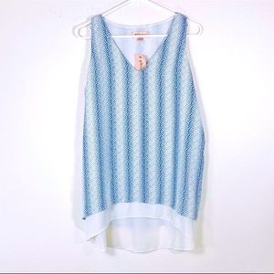 philosophy sleeveless overlay dotted blouse layered blue white size large